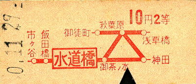 京王・地図式） 【久我山から表面太線区間内の1駅ゆき ３等 10円